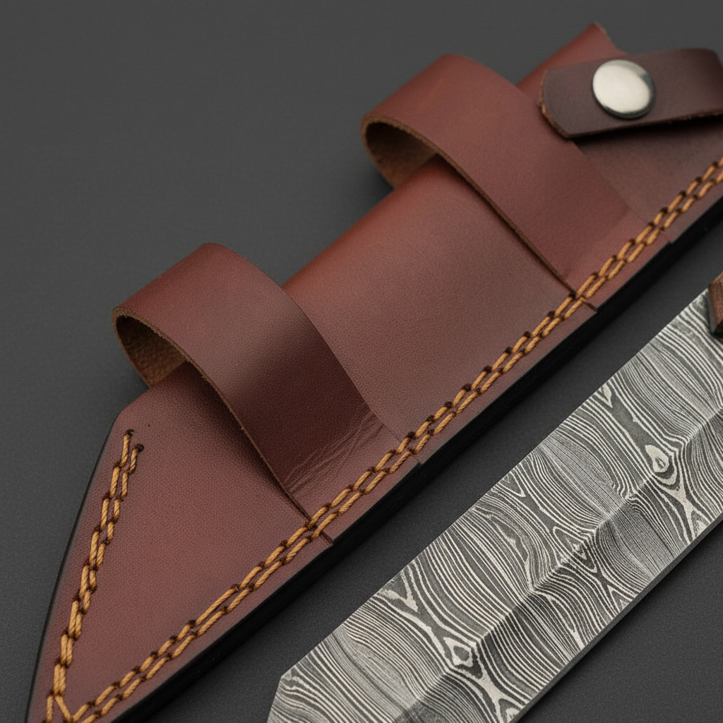 Seax leather sheath charcoal macro